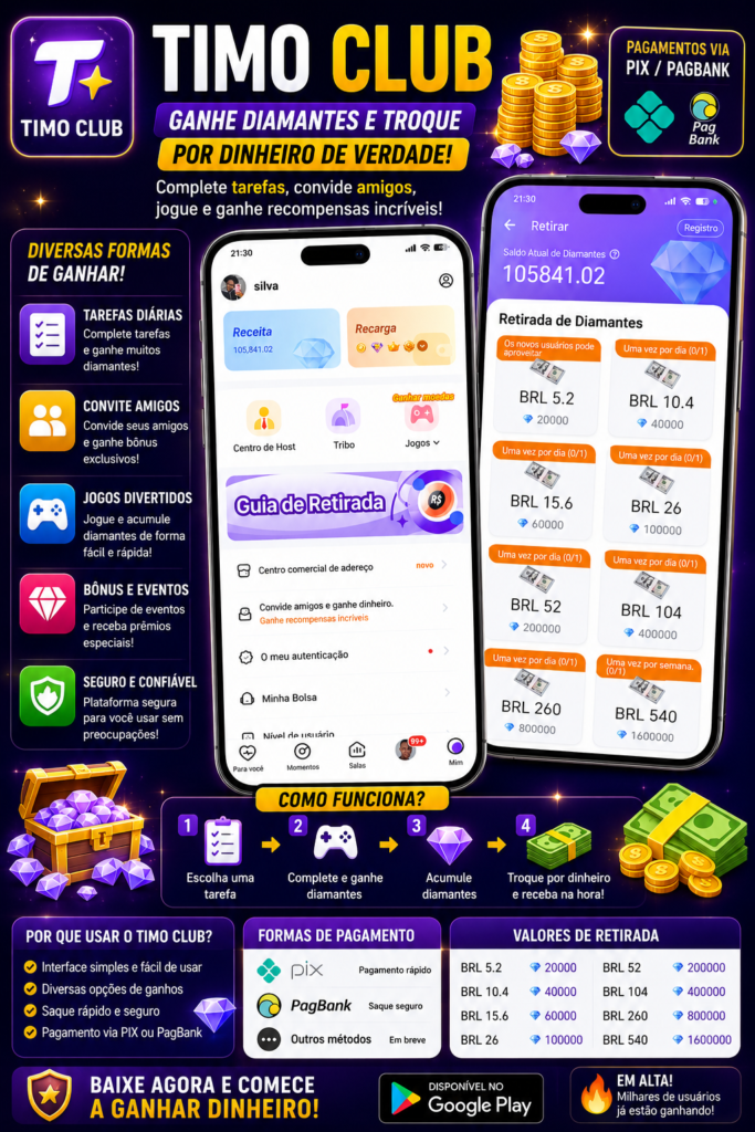 Timo Club: Como Funciona o App, Como Ganhar Diamantes e Como Fazer Saques Pelo Celular 1 image 23